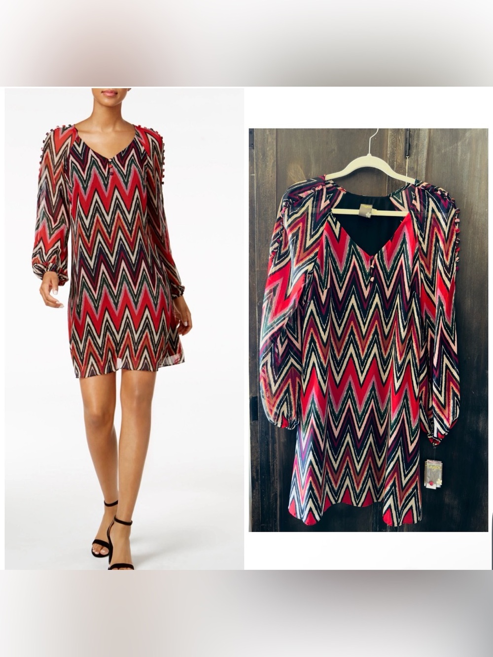 Taylor Red and Black Chevron Mini Dress